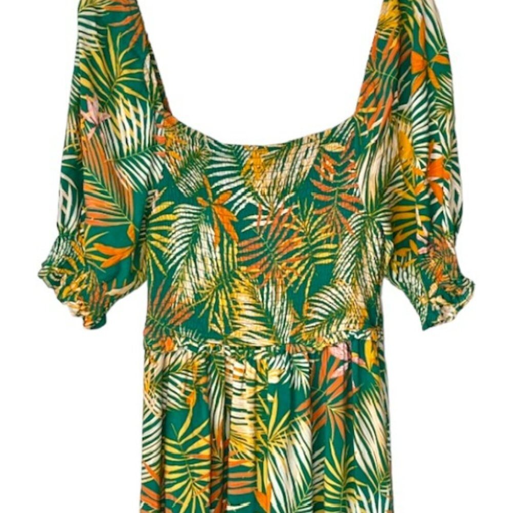 Betsey Johnson Pink Label Palm Patterned Maxi Dress - Pepper Green - M - Picture 3 of 12